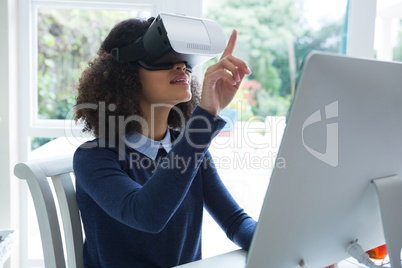 Woman using virtual reality headset