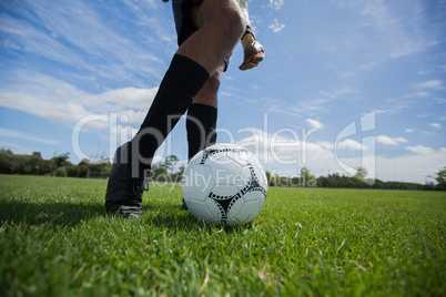 Goalkeeper ready to kick the soccer ball