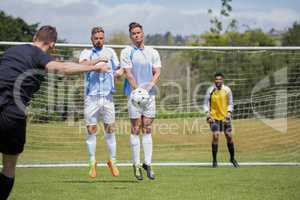 Football player taking a penalty shot