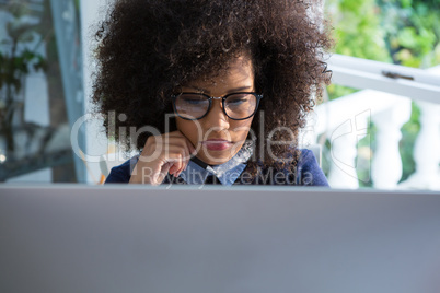 Beautiful woman working on desktop pc