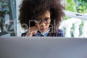 Beautiful woman working on desktop pc