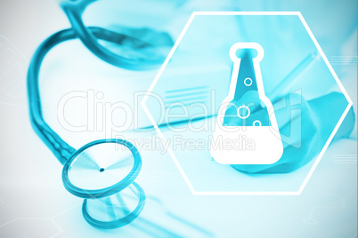 Composite image of digital background with chemical sign