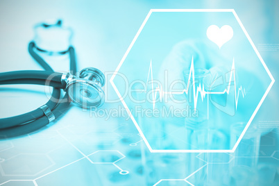 Composite image of digital background with heart movement sign