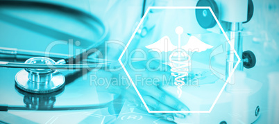 Composite image of background with medical sign