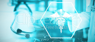 Composite image of background with medical sign