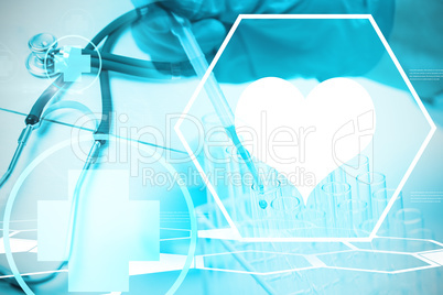 Composite image of digital background with heart sign