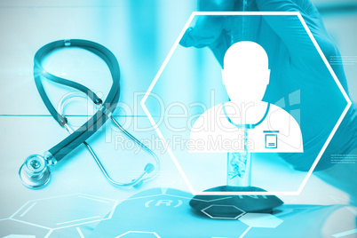 Composite image of digital background with doctor sign