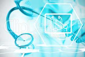 Composite image of digital background with medical sign