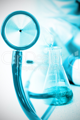 Composite image of part of the blue stethoscope