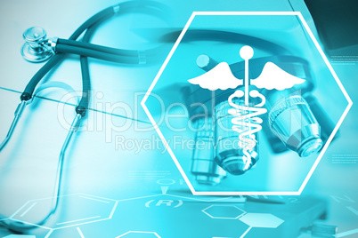 Composite image of background with medical sign