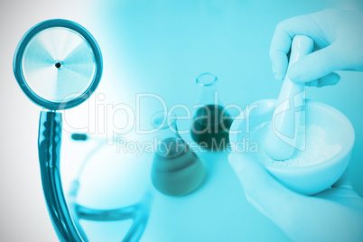 Composite image of part of the blue stethoscope