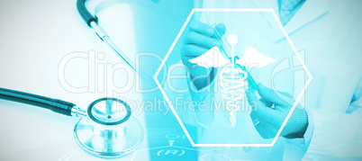 Composite image of background with medical sign