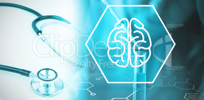 Composite image of digital background with brain sign