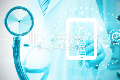 Composite image of digital background with dna sign