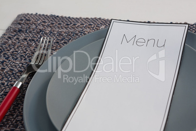 Menu card on table setting