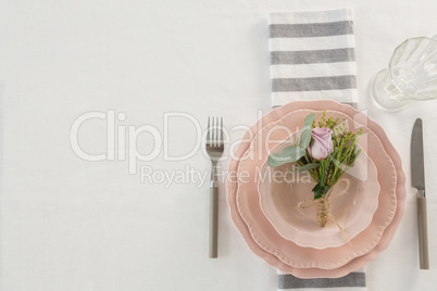 Elegance table setting on white background