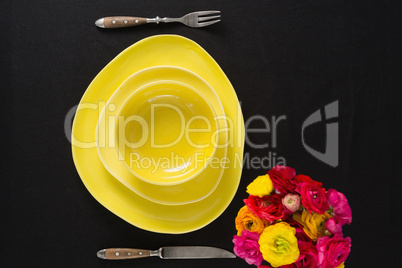 Table setting with floral arrangement