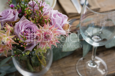 Flower with wine glass