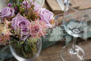 Flower with wine glass