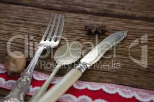 Cutlery with star anise and nutmeg