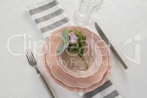 Elegance table setting on white background