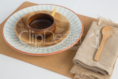 Overhead view of rustic table setting