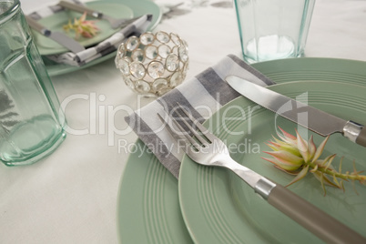 Overhead view of elegant table setting