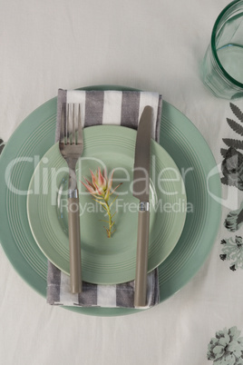 Overhead view of elegant table setting