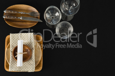 Overhead view of elegant table setting