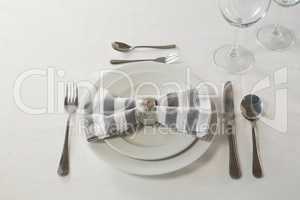 Plate and cutlery set elegantly on a table