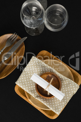 Overhead view of elegant table setting