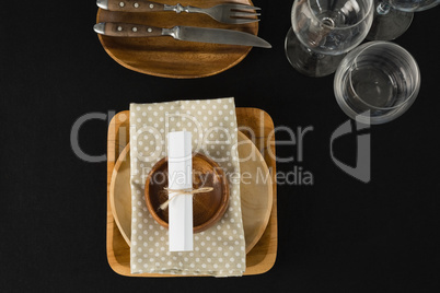 Overhead view of elegant table setting