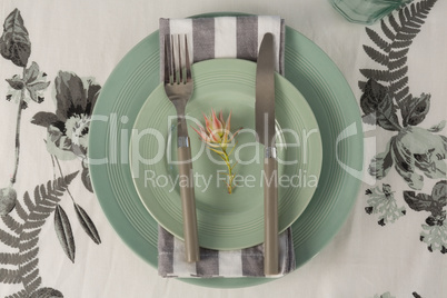 Overhead view of elegant table setting