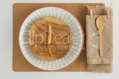 Overhead view of rustic table setting