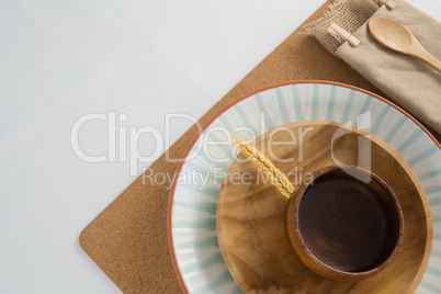 Overhead view of rustic table setting