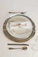 Plate and cutlery set elegantly on a table