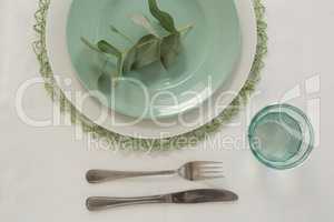 Plate and cutlery set elegantly on a table