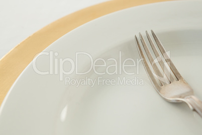 Close-up of fork in a plate