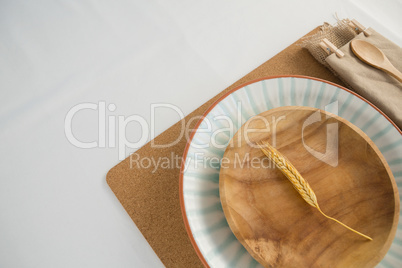 Overhead view of rustic table setting