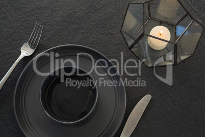 Black theme table setting