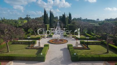 Timelapse of visitors walking in Bahai garden of Acre, Israel