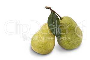 Two ripe pears on white background.