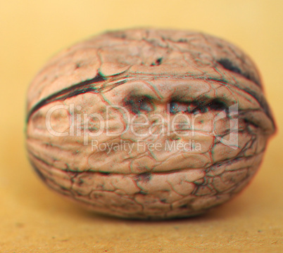 anaglyph 3D image of walnut food