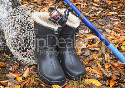 Shoes and items for fishing.