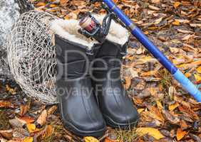 Shoes and items for fishing.