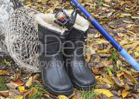 Shoes and items for fishing.