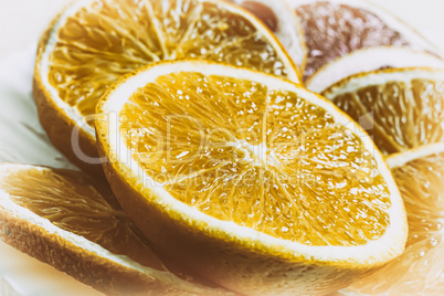 Sliced orange close up.