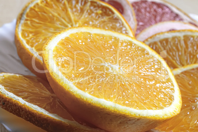 Sliced orange close up.