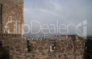 Carrickfergus Castle with rainbow