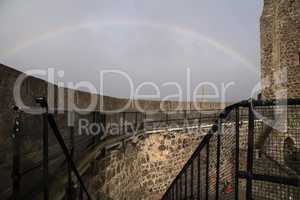 Carrickfergus Castle with rainbow